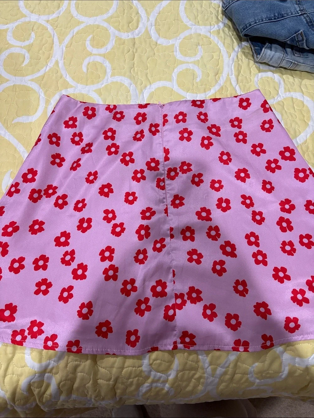 Princess Polly Pink Mini Skirt with Red Floral Print